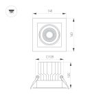 Встраиваемый карданный светильник Arlight MS-VORTEX-BUILT-S140x140-30W Warm3000 (WH-WH, 50 deg, 230V) (IP20 Металл) 057924
