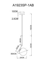 Подвесной светильник Arte Lamp Bolla-Unica A1923SP-1AB