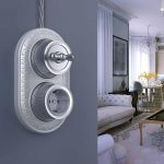 Розетка Werkel с заземлением и шторками Ретро матовый хром WL19-10-02 4690389143458