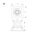 Встраиваемый светильник Arlight MS-VORTEX-BUILT-S90x90-12W Warm3000 (BK-BK, 40 deg, 230V) 057954