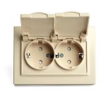 Розетка 2-местная с/з с крышкой Stekker Эрна PST16-9015-02 49137