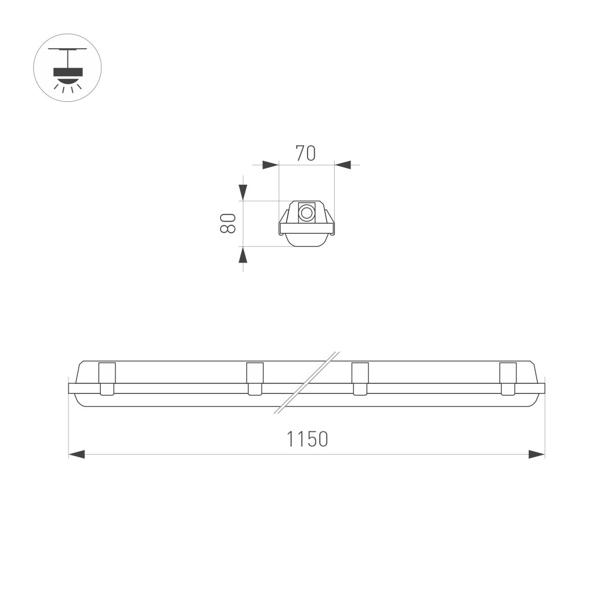Светильник Arlight ALT-DALLAS-L1150-40W Day4000-MIX (WH, 120 deg, 230V) (IP66 Пластик) 055198