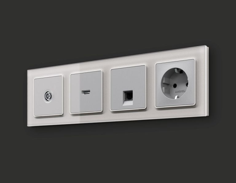 Комплект механизм TV розетки оконечной экранированной 5-1000MHz 3dB Alfa Серебро глянец Quant Ambrella Volt MA413005 (AP4130, VM199)