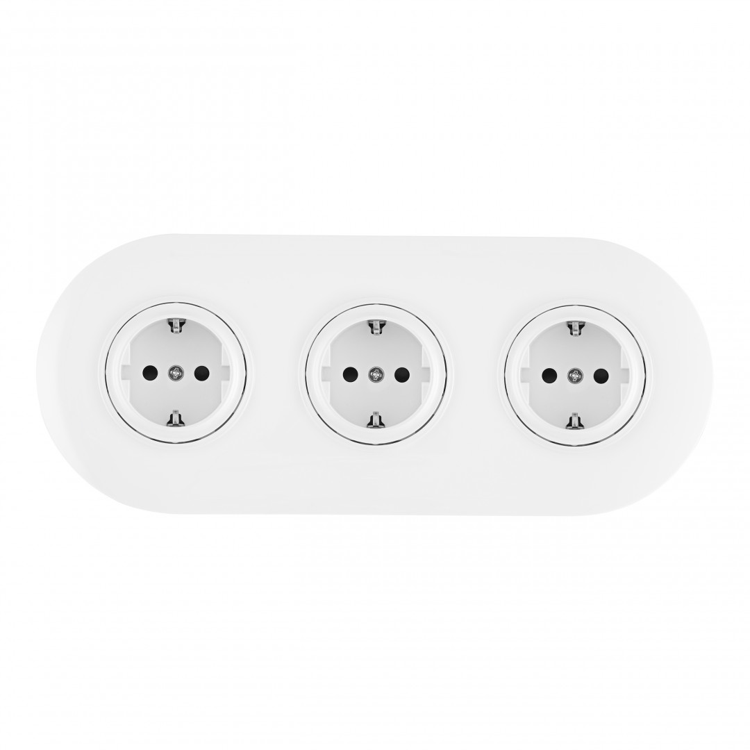 Круглая розетка тройная (трехпостовая) с/з и шторками Arte Milano SET08-3-40-1x3 white Круглая розетка тройная (трехпостовая) с/з и шторками Arte Milano SET08-3-40-1x3 white