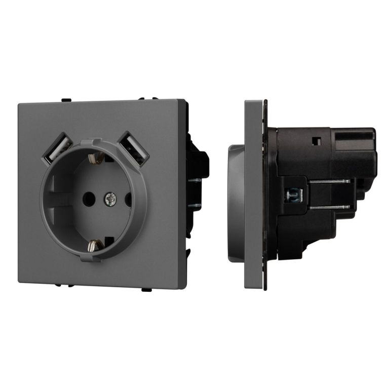 Механизм розетки с USB зарядкой Arlight SCT-NOBE-MUAA-SFPL-GR (230V, 16A) 054291