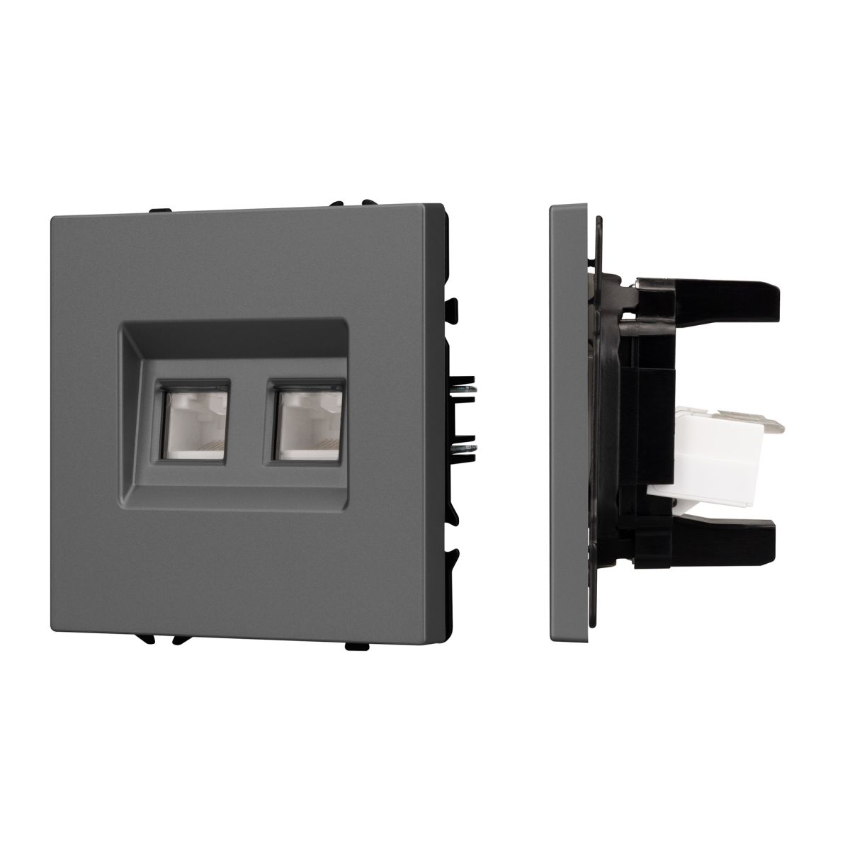 Механизм сдвоенной компьютерной розетки Arlight SCT-NOBE-MPC2-SFPL-GR (RJ-45, CAT6) 054315