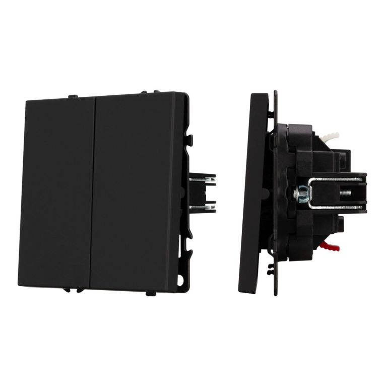 Механизм выключателя двухклавишный непроходной Arlight SWT-NOBE-MK02-SFPL-BK (230V, 10A) 054252