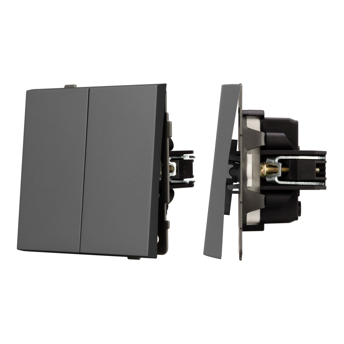 Механизм выключателя двухклавишный непроходной Arlight SWT-TENDO-MK02-SFPL-GR (230V, 10A) 054546