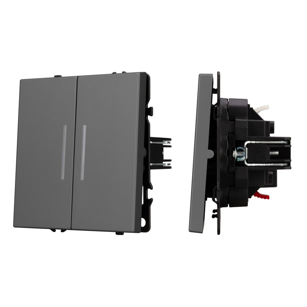 Механизм выключателя двухклавишный проходной Arlight LED SWT-NOBE-MKP2-SFPL-L-GR (230V, 10A) 054269