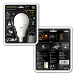 Лампа светодиодная Gauss E27 8W 4100K груша матовая 102402208