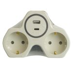 Разветвитель сетевой 2-местный с/з и USB+Type C Stekker ADP16-15-20 50071