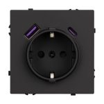 Механизм розетки с USB зарядкой Arlight SCT-NOBE-MUAC-SFPL-BK (230V, 16A) 054285