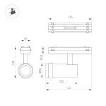 Трековый магнитный светильник Arlight MAG-VIBE-SPOT-ZOOM-R47-10W Warm3000 (WH, 20-55 deg, 48V) 044484