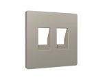 Лицевая панель Alfa (Серо-бежевый матовый) для компьютерной/телефонной двойной розетки RJ-45/RJ-11 Quant Ambrella Volt AP3721
