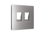 Лицевая панель Alfa (Сталь матовый) для компьютерной/телефонной двойной розетки RJ-45/RJ-11 Quant Ambrella Volt AP5121