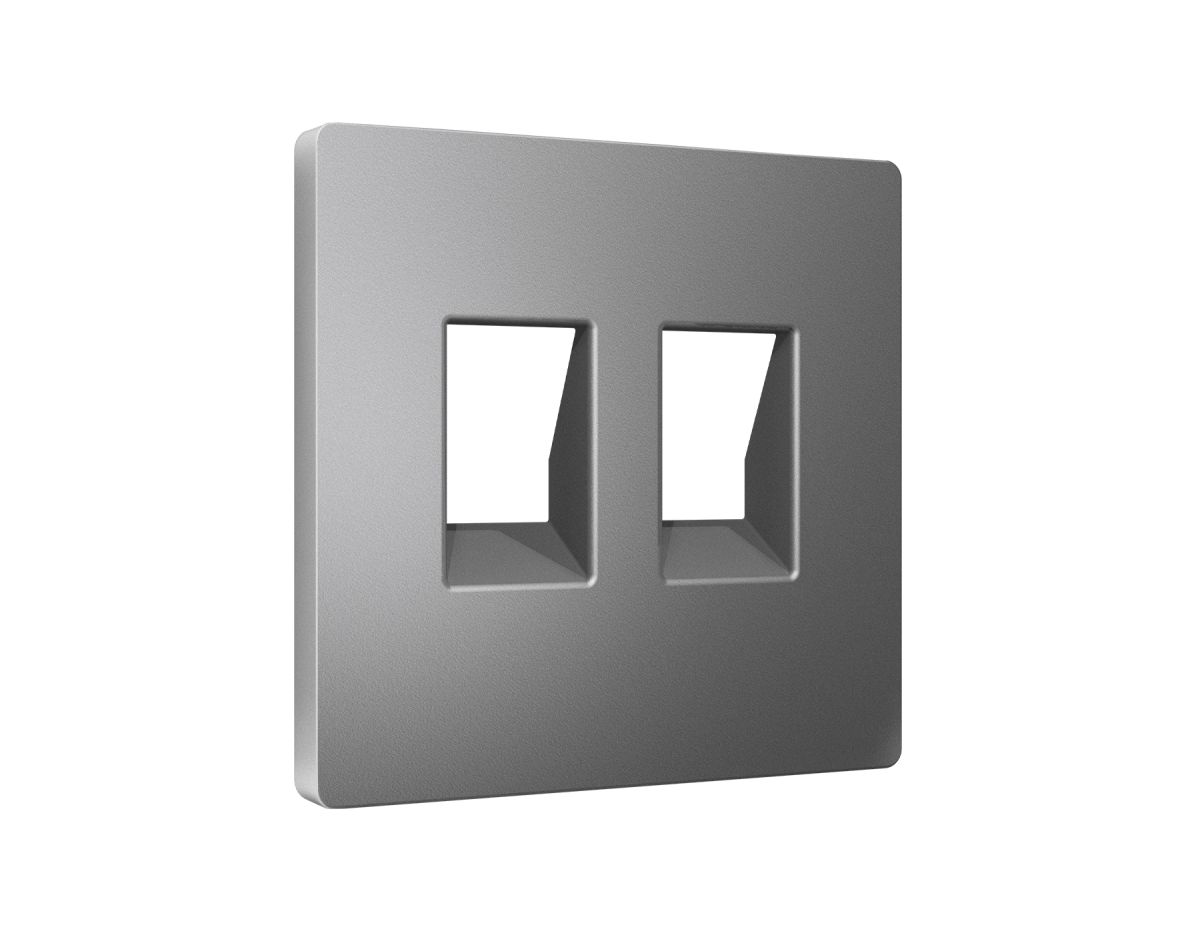 Лицевая панель Alfa (Антрацит серый) для компьютерной/телефонной двойной розетки RJ-45/RJ-11 Quant Ambrella Volt AP6621