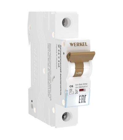 Автоматический выключатель 1P 6 A C 6 кА Werkel W901P066 4690389192395 a062533