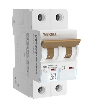 Автоматический выключатель 2P 16 A C 6 кА Werkel W902P166 4690389192654 a062542