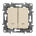 Переключатель двухклавишный Legrand Etika с подсветкой 10A 250V слоновая кость 672316