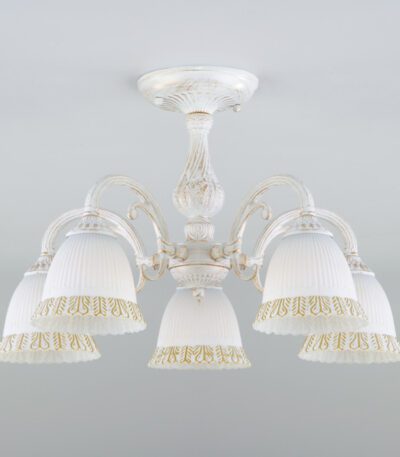 Люстра на штанге Eurosvet 60107/5 белый с золотом