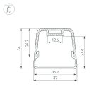 Профиль с экраном Arlight LINE-D-3734-2000 TETRA BLACK+OPAL 055072