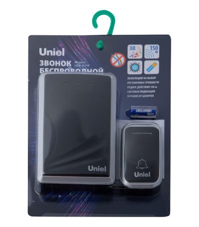 Беспроводной звонок Uniel UDB-017W-R1T1-38S-150M-BL/SL UL-00011374