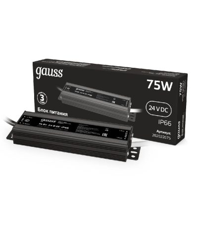 Блок питания Gauss 75Вт DC24 IP66 202022075