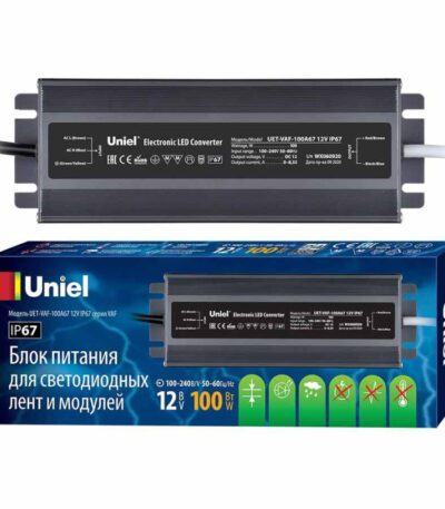 Блок питания Uniel 12V 100W IP67 8,3A UET-VAF-100A67 12V IP67 UL-00007576