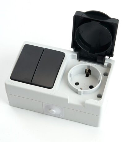 Блок розетка 1-местная выключатель 2-клавишный Stekker 32761