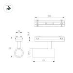 Трековый магнитный светильник Arlight MAG-VIBE-SPOT-R35-8W Day4000-MIX (BK, 24 deg, 48V, DALI) 044460
