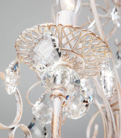 Подвесная люстра Eurosvet 3305/12 белый с золотом/прозрачный хрусталь Strotskis