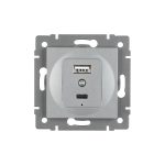 Механизм USB розетки Arlight SCT-MUAC-PL-GR-V (5V, 3A, QC4) 049840