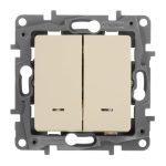 Переключатель двухклавишный Legrand Etika с подсветкой 10A 250V белый 672216