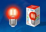 Лампа светодиодная филаментная (UL-00002985) Uniel E14 5W красный LED-G45-5W/RED/E14 GLA02RD