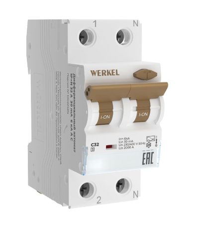 Дифференциальный автомат 1P+N 32 A 30 mА 6 kА C А Werkel W922P326 4690389193262 a062571
