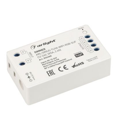 Диммер Arlight ARL-Sirius-Tuya-WIFI-RGB-SUF (12-24V, 3x5A, 2.4G) 036360