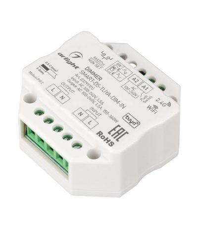 Диммер Arlight SMART-D5-TUYA-DIM-IN (230V, 1.5A, TRIAC, WiFi, 2.4G) 032991(1)