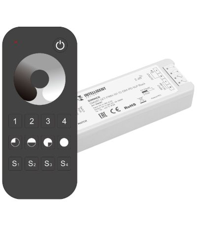 Диммер Arlight SMART-SET-PWM-101-72-DIM-PD-SUF Black (5-36V, 1x8A, x4, ПДУ 13кн, 2.4G) 036201