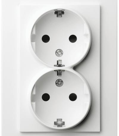 Двойная розетка SHUKO Jasmart с защитными шторками 16A 250V 2P+T белый глянцевый G5504W