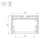 Профиль с экраном Arlight SL-LINE-4932-2500 WHITE+OPAL 036304