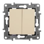 Переключатель двухклавишный Legrand Etika 10A 250V белый 672212