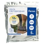 Светодиодная лента Feron LS617 12В 19Вт/м 3000К 5м IP20 48826