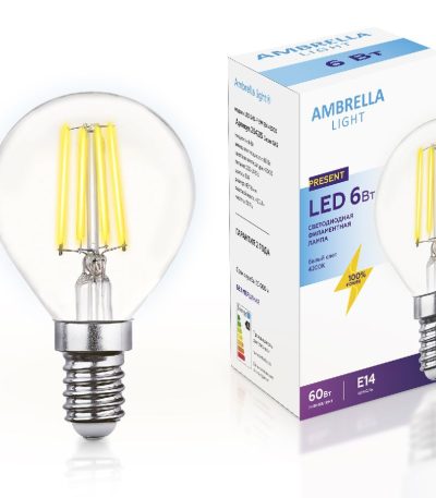 Филаментная cветодиодная лампа Ambrella Light Filament G45 E14 6W 4200K 204215