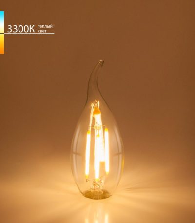 Филаментная светодиодная лампа Elektrostandard E14 7W 3300K свеча на ветру 4690389041297