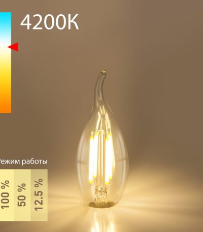 Филаментная светодиодная лампа Elektrostandard свеча на ветру прозрачная E14 5W 4200K 4690389173929