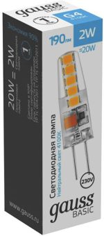 Светодиодная лампа Gauss Basic G4 2W 4100K 1169722