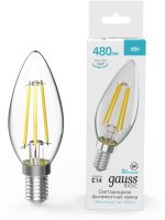 Светодиодная филаментная лампа Gauss Basic Filament E14 4W 4000K свеча 50312242