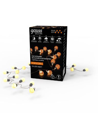 Гирлянда садовая на солнечной батарее Gauss Solar GS034