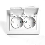 Розетка 2-местная с/з с крышкой Stekker Эрна PST16-9015-01 49139