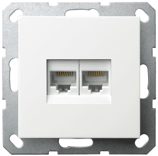 Интернет розетка Jasmart двойная разъем RJ45х2 с накладкой белый глянцевый G6106W
